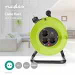 Nedis Cable Reel | Plug with earth contact | 25.0 m | 3000 W | 16 A | Kind of grounding: Side Contacts | 230 V AC 50/60 Hz | Socket angle: 90 ° | H05VV-F 3G1.5mm² | Fuse: Yes | Black / Green