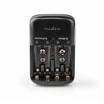 Nedis NiMH Battery Charger AA / AAA | 1.2 / 9 V DC | 0.5 A | Trickle charging | Type C (CEE 7/16) | Battery type: AA / AAA / E-Block | Black Nedis NiMH Battery Charger AA / AAA | 1.2 / 9 V DC | 0.5 A | Trickle charging | Type C (CEE 7/16) | Battery type: AA / AAA / E-Block | Black