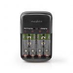Nedis NiMH Battery Charger AA / AAA | 1.2 / 9 V DC | 0.5 A | Trickle charging | Type C (CEE 7/16) | Battery type: AA / AAA / E-Block | Black Nedis NiMH Battery Charger AA / AAA | 1.2 / 9 V DC | 0.5 A | Trickle charging | Type C (CEE 7/16) | Battery type: AA / AAA / E-Block | Black
