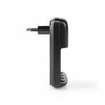 Nedis NiMH Battery Charger AA / AAA | 1.2 / 9 V DC | 0.5 A | Trickle charging | Type C (CEE 7/16) | Battery type: AA / AAA / E-Block | Black Nedis NiMH Battery Charger AA / AAA | 1.2 / 9 V DC | 0.5 A | Trickle charging | Type C (CEE 7/16) | Battery type: AA / AAA / E-Block | Black
