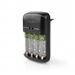 Nedis NiMH Battery Charger AA / AAA | 1.2 / 9 V DC | 0.5 A | Trickle charging | Type C (CEE 7/16) | Battery type: AA / AAA / E-Block | Black Nedis NiMH Battery Charger AA / AAA | 1.2 / 9 V DC | 0.5 A | Trickle charging | Type C (CEE 7/16) | Battery type: AA / AAA / E-Block | Black