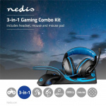 Nedis Gaming Combo Kit | 3-in-1 | Headset, Mouse and Mouse Pad | Black / Blue