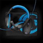 Nedis Gaming Combo Kit | 3-in-1 | Headset, Mouse and Mouse Pad | Black / Blue