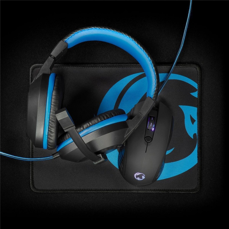Nedis Gaming Combo Kit | 3-in-1 | Headset, Mouse and Mouse Pad | Black / Blue