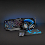 Nedis Gaming Combo Kit | 4-in-1 | Keyboard, Headset, Mouse and Mouse Pad | Black / Blue | QWERTZ | DE Layout