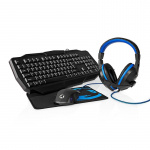 Nedis Gaming Combo Kit | 4-in-1 | Keyboard, Headset, Mouse and Mouse Pad | Black / Blue | QWERTZ | DE Layout