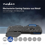 Nedis Wired Gaming Keyboard | USB | Mechanical Keys | RGB | German | DE Layout | USB Powered | Power cable length: 1.70 m | Gaming