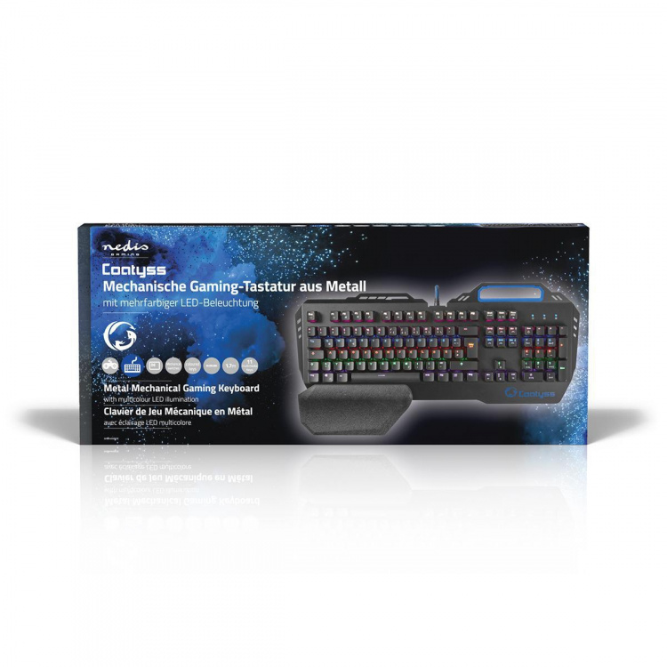 Nedis Wired Gaming Keyboard | USB | Mechanical Keys | RGB | German | DE Layout | USB Powered | Power cable length: 1.70 m | Gaming
