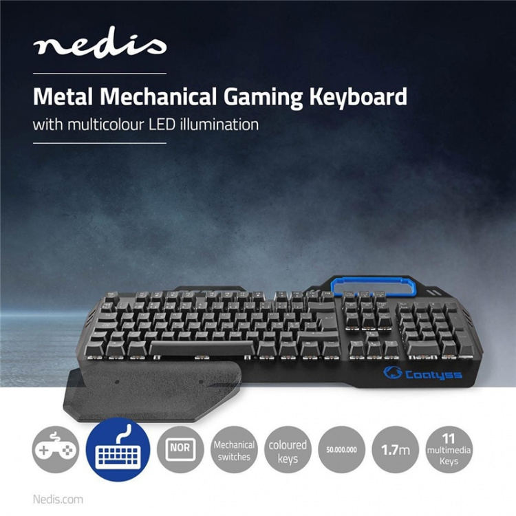 Nedis Wired Gaming Keyboard | USB | Mechanical Keys | RGB | Nordic | ND Layout | USB Powered | Power cable length: 1.70 m | Gaming