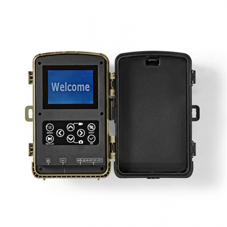 Nedis Wildlife Camera | 1080p@30fps | 24.0 MPixel | 5 MPixel CMOS | IP66 | Black No-Glow IR | Night vision | Viewing angle: 90 ° | Motion sensor | Detection angle: 120 ° | Detection range: 20.0 m | Screen size: 2.4 