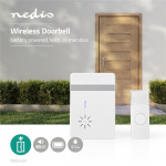 Nedis Wireless Doorbell Set | Battery Powered | 3 V DC | 1x CR2032 | Volume: 80 dB | Signal range: 300 m | IP44 | 36 Melodies | 1 Receiver | White Nedis Wireless Doorbell Set | Battery Powered | 3 V DC | 1x CR2032 | Volume: 80 dB | Signal range: 300 m | IP44 | 36 Melodies | 1 Receiver | White