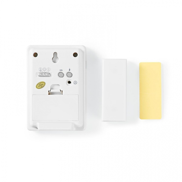 Nedis Wireless Doorbell Set | Battery Powered | 3 V DC | 1x CR2032 | Volume: 80 dB | Signal range: 300 m | IP44 | 36 Melodies | 1 Receiver | White Nedis Wireless Doorbell Set | Battery Powered | 3 V DC | 1x CR2032 | Volume: 80 dB | Signal range: 300 m | IP44 | 36 Melodies | 1 Receiver | White