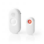 Nedis Wireless Doorbell Set | Mains Powered | 220 - 240 V AC 50 Hz | 1x CR2032 | Volume: 80 dB | Signal range: 300 m | IP44 | Adjustable volume | 36 Melodies | 1 Receiver | Grey / White