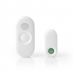 Nedis Wireless Doorbell Set | Mains Powered | 220 - 240 V AC 50 Hz | 1x CR2032 | Volume: 80 dB | Signal range: 300 m | IP44 | Adjustable volume | 36 Melodies | 1 Receiver | Grey / White