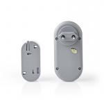 Nedis Wireless Doorbell Set | Mains Powered | 220 - 240 V AC 50 Hz | 1x CR2032 | Volume: 80 dB | Signal range: 300 m | IP44 | Adjustable volume | 36 Melodies | 1 Receiver | Grey / White