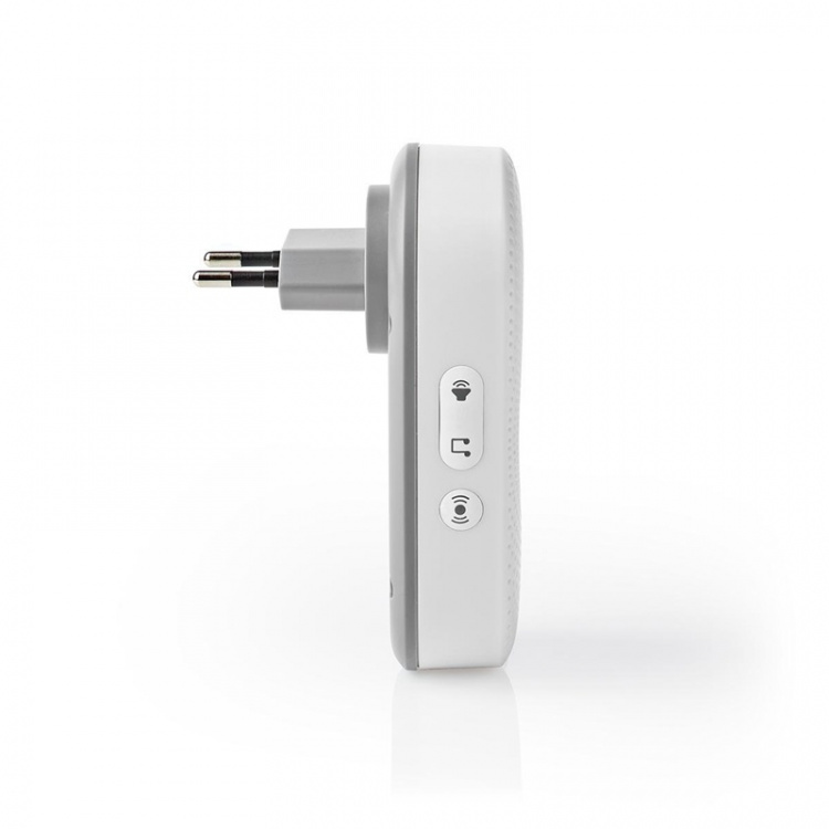 Nedis Wireless Doorbell Set | Mains Powered | 220 - 240 V AC 50 Hz | 1x CR2032 | Volume: 80 dB | Signal range: 300 m | IP44 | Adjustable volume | 36 Melodies | 1 Receiver | Grey / White