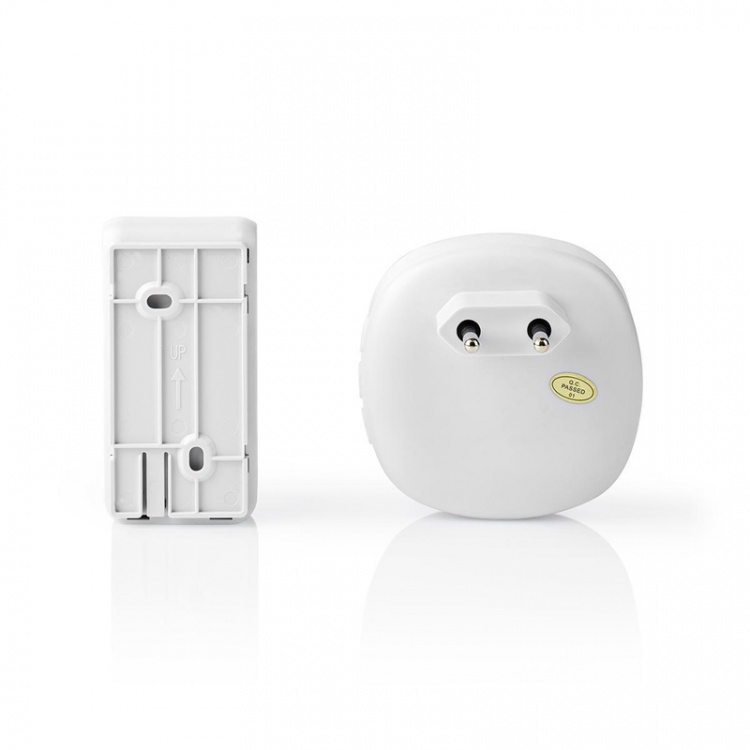 Nedis Wireless Doorbell Set | Mains Powered | 220 - 240 V AC 50 Hz | 1x CR2032 | Volume: 80 dB | Signal range: 100 m | Adjustable volume | 36 Melodies | 1 Receiver | White