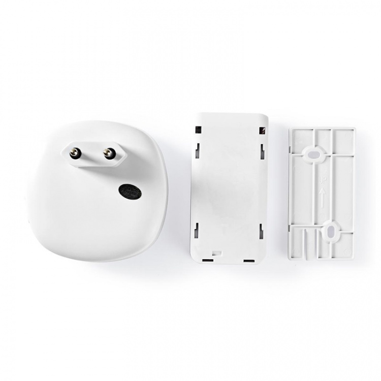 Nedis Wireless Doorbell Set | Mains Powered | 220 - 240 V AC 50 Hz | 1x CR2032 | Volume: 80 dB | Signal range: 100 m | Adjustable volume | 36 Melodies | 1 Receiver | White