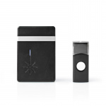 Nedis Wireless Doorbell Set | Battery Powered | 3 V DC | 1x CR2032 | Volume: 80 dB | Signal range: 300 m | IP44 | 36 Melodies | 1 Receiver | Black Nedis Wireless Doorbell Set | Battery Powered | 3 V DC | 1x CR2032 | Volume: 80 dB | Signal range: 300 m | IP44 | 36 Melodies | 1 Receiver | Black