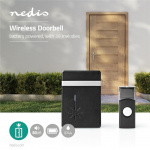 Nedis Wireless Doorbell Set | Battery Powered | 3 V DC | 1x CR2032 | Volume: 80 dB | Signal range: 300 m | IP44 | 36 Melodies | 1 Receiver | Black Nedis Wireless Doorbell Set | Battery Powered | 3 V DC | 1x CR2032 | Volume: 80 dB | Signal range: 300 m | IP44 | 36 Melodies | 1 Receiver | Black