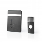 Nedis Wireless Doorbell Set | Battery Powered | 3 V DC | 1x CR2032 | Volume: 80 dB | Signal range: 300 m | IP44 | 36 Melodies | 1 Receiver | Black Nedis Wireless Doorbell Set | Battery Powered | 3 V DC | 1x CR2032 | Volume: 80 dB | Signal range: 300 m | IP44 | 36 Melodies | 1 Receiver | Black