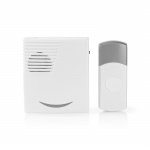 Nedis Wireless Doorbell Set | Battery Powered | 3 V DC | 1x CR2032 | Volume: 80 dB | Signal range: 300 m | IP44 | 36 Melodies | 1 Receiver | Grey / White