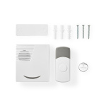 Nedis Wireless Doorbell Set | Battery Powered | 3 V DC | 1x CR2032 | Volume: 80 dB | Signal range: 300 m | IP44 | 36 Melodies | 1 Receiver | Grey / White