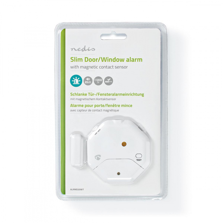 Nedis Doorstep Window Alarm | Magnetic Sensor | Battery Powered | 2x CR2032 | 85 dB | White