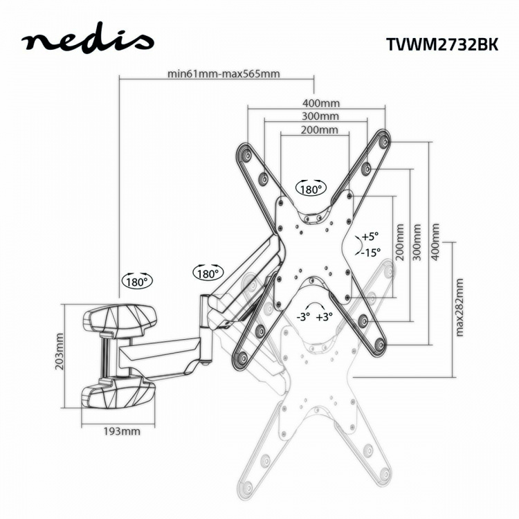 Nedis Vertical TV Wall Mount | 23 - 55 