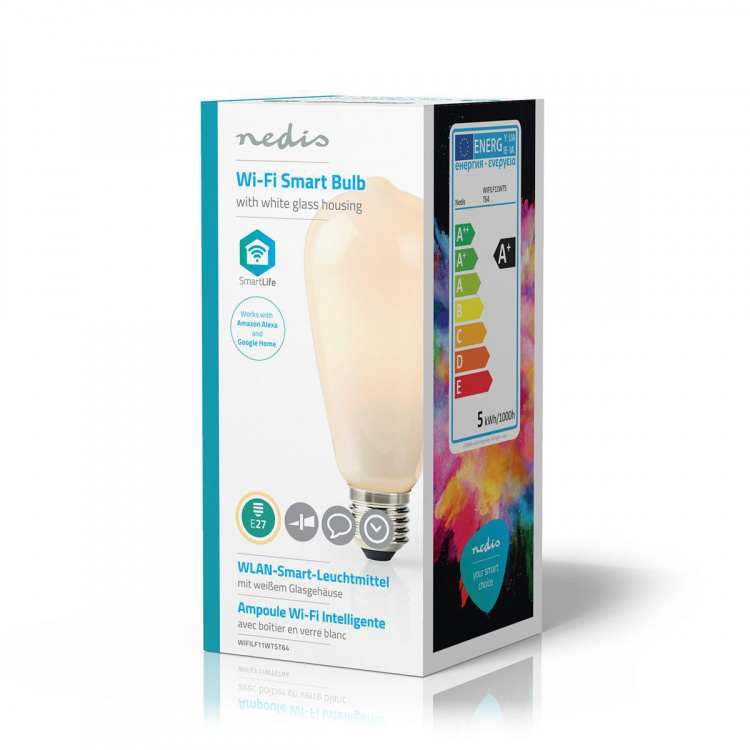Nedis SmartLife LED Filament Bulb | E27 | 500 lm | 5 W | Warm White | 2700 K | Glass | Android™ / IOS | ST64 | 1 pcs