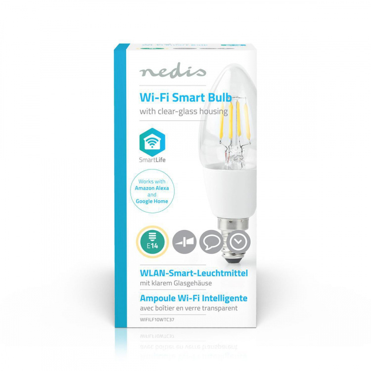 Nedis SmartLife LED Filament Bulb | E14 | 400 lm | 5 W | Warm White | 2700 K | Glass | Android™ / IOS | Candle | 1 pcs Nedis SmartLife LED Filament Bulb | E14 | 400 lm | 5 W | Warm White | 2700 K | Glass | Android™ / IOS | Candle | 1 pcs