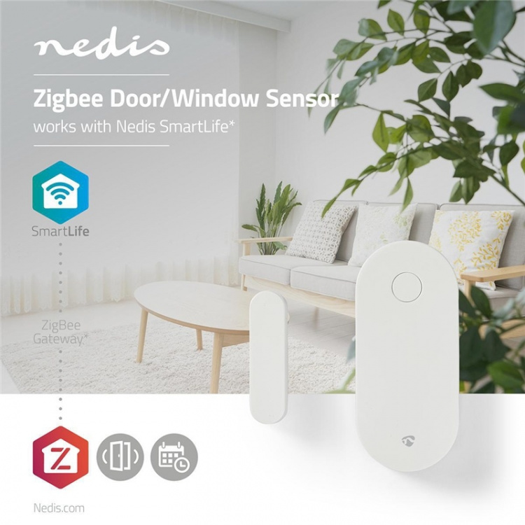 Nedis Door Window Sensor | Zigbee 3.0 | Battery Powered | Android™ / IOS | White