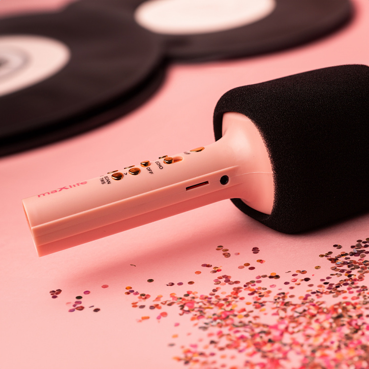 Maxlife MXBM-600 - Wireless Karaoke Microphone with Built-in Speaker, Pink