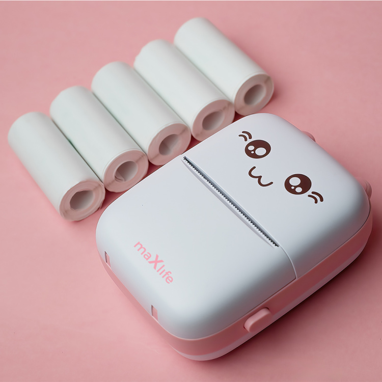 Maxlife MXTP-100 Thermal Printer - Portable Mini Printer with Bluetooth, Pink 
