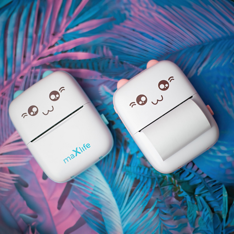 Maxlife MXTP-100 Thermal Printer - Portable Mini Printer with Bluetooth, Pink 