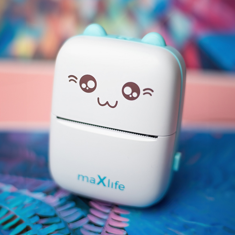 Maxlife MXTP-100 Thermal Printer - Portable Mini Printer with Bluetooth, Blue
