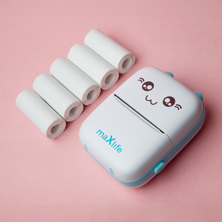 Maxlife MXTP-100 Thermal Printer - Portable Mini Printer with Bluetooth, Blue