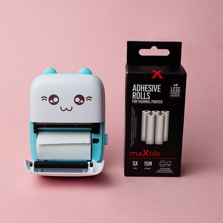 Maxlife MXTP-100 Thermal Printer - Portable Mini Printer with Bluetooth, Blue