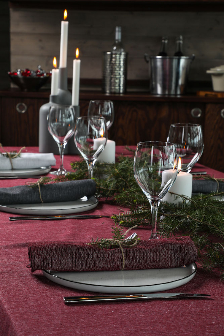 Kosta Linnewäfveri Eliza 6-pack servetter, Vinröd