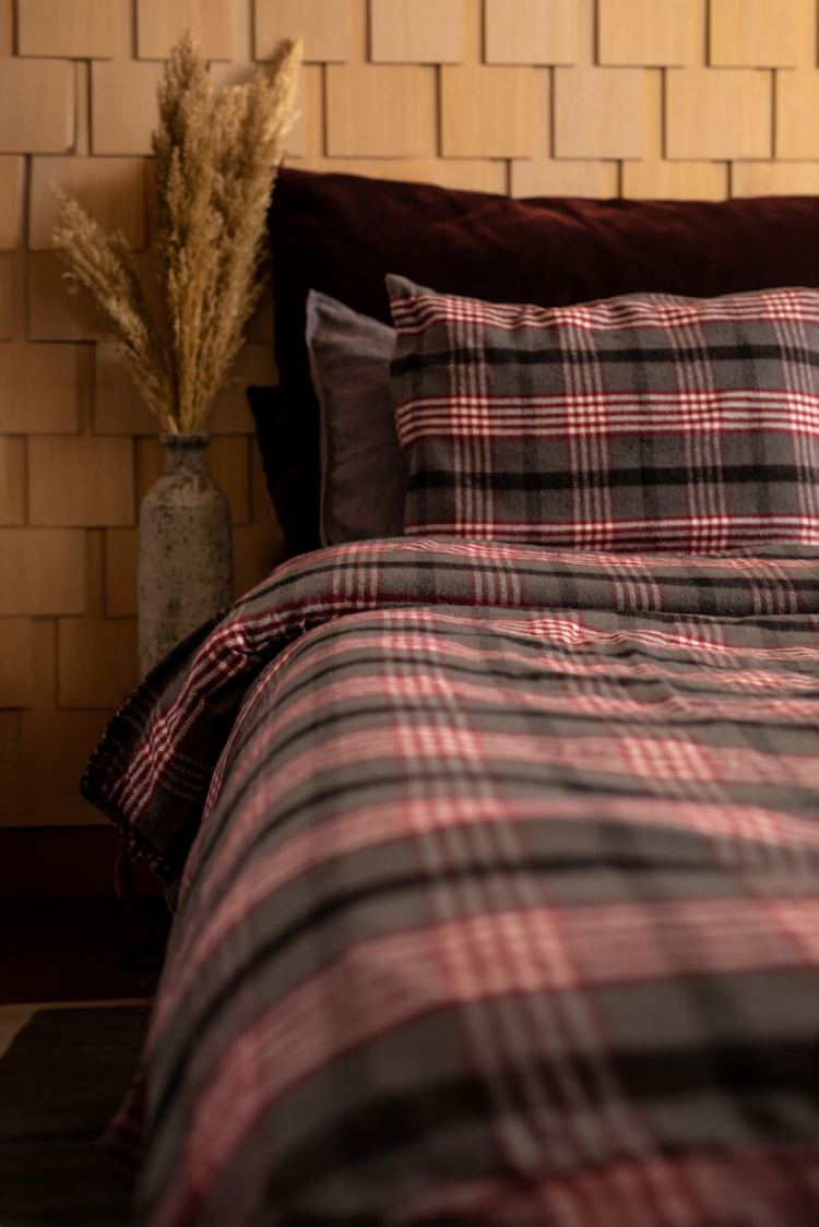 Lord Nelson Bäddset Skaveröd Garnfärgad Flanell Återvunnen 150x210cm, Vinröd