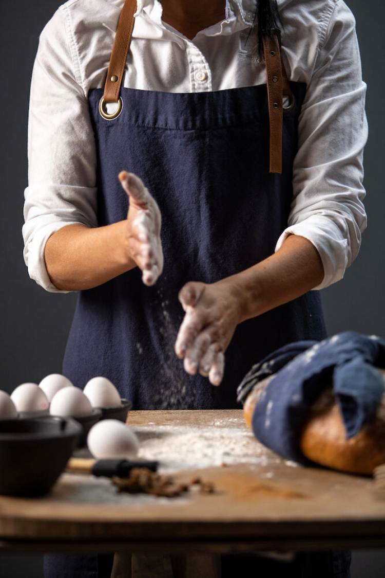 Kosta Linnewäfveri Apron, Navy blue