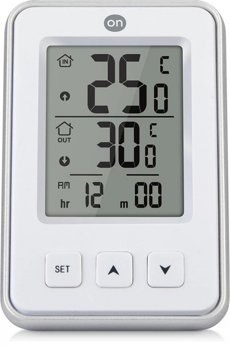 ON Indoor & outdoor thermometer with clock