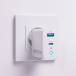 Forever GaN TC-06-65AC PD QC charger 1x USB-C 1x USB 65W white