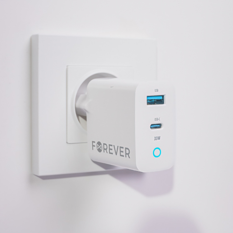 Forever TC-06-33AC GaN PD QC charger 1x USB-C 1x USB 33W Forever TC-06-33AC GaN PD QC charger 1x USB-C 1x USB 33W