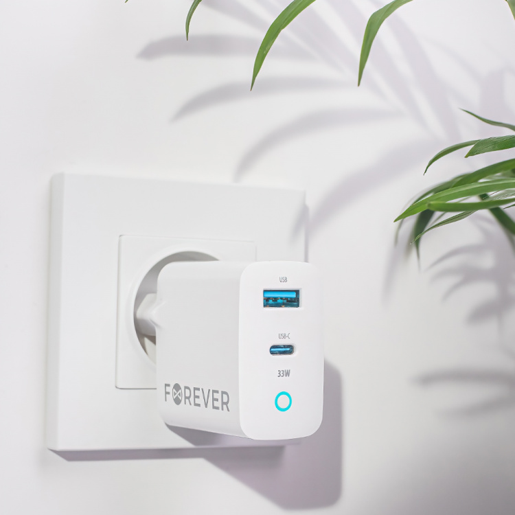 Forever TC-06-33AC GaN PD QC charger 1x USB-C 1x USB 33W Forever TC-06-33AC GaN PD QC charger 1x USB-C 1x USB 33W