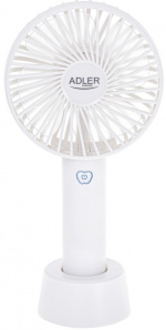 Adler AD 7331 Fläkt Uppladdningsbar 9cm, 3 hastigheter, Vit