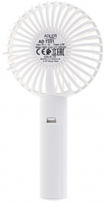 Adler AD 7331 Fläkt Uppladdningsbar 9cm, 3 hastigheter, Vit