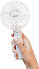 Adler AD 7331 Fläkt Uppladdningsbar 9cm, 3 hastigheter, Vit
