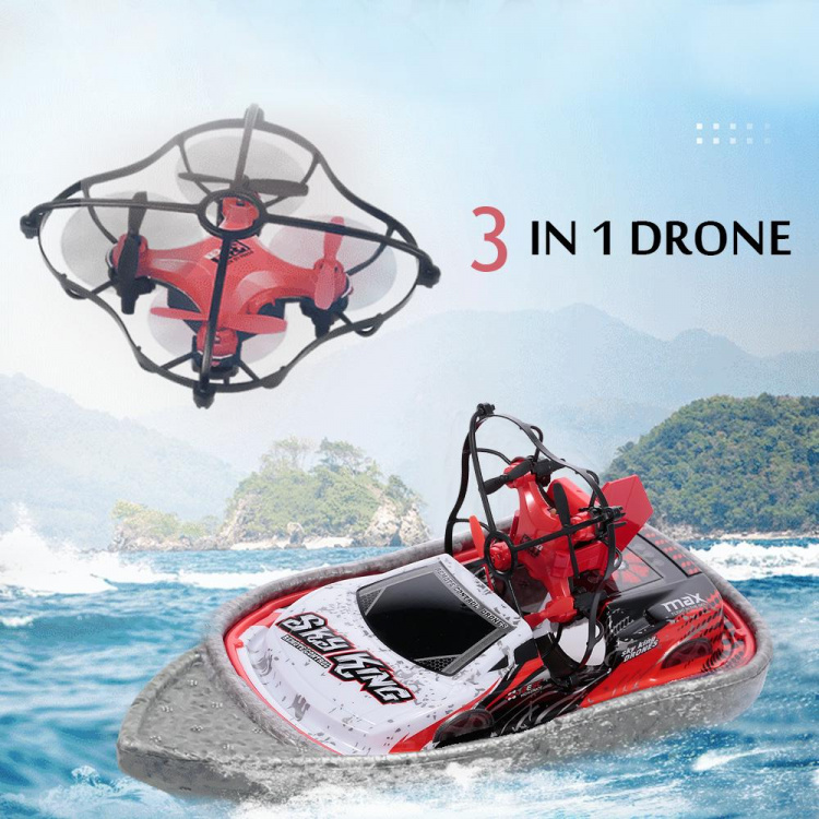 3-in-1 Drone, Boat, Car 2.4 G 4-axis, Red/Gray