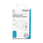 DELTACO USB-C väggladdare, 1x USB-C PD 30 W, slimmad storlek, stödjer PPS DELTACO USB-C väggladdare, 1x USB-C PD 30 W, slimmad storlek, stödjer PPS